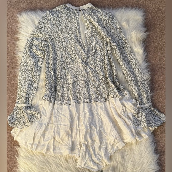 Free People Tell Tale Cutout all Lace mini dress Mock neck Asymmetrical Rococo - Picture 3 of 5
